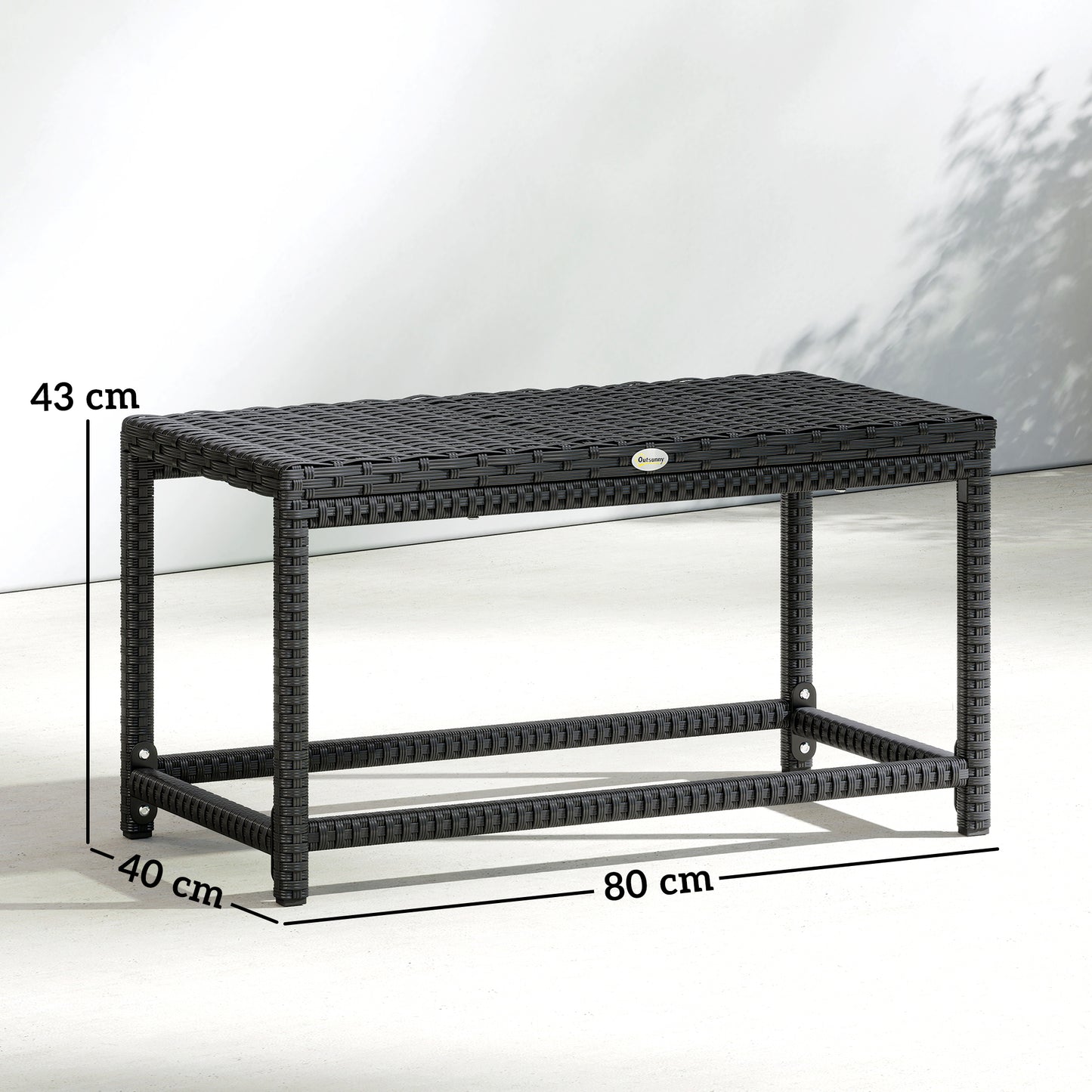 Outdoor Coffee Table Side Table with Rectangular Frame for Patio