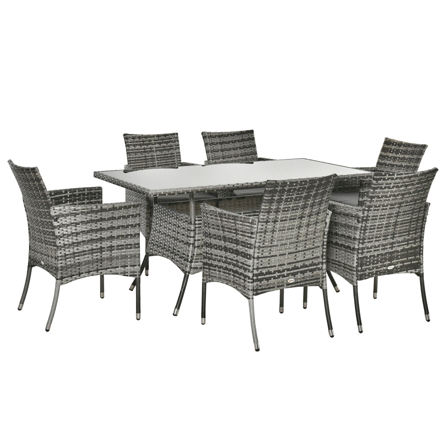 7-Piece Rattan Garden Furniture Set with Cushions