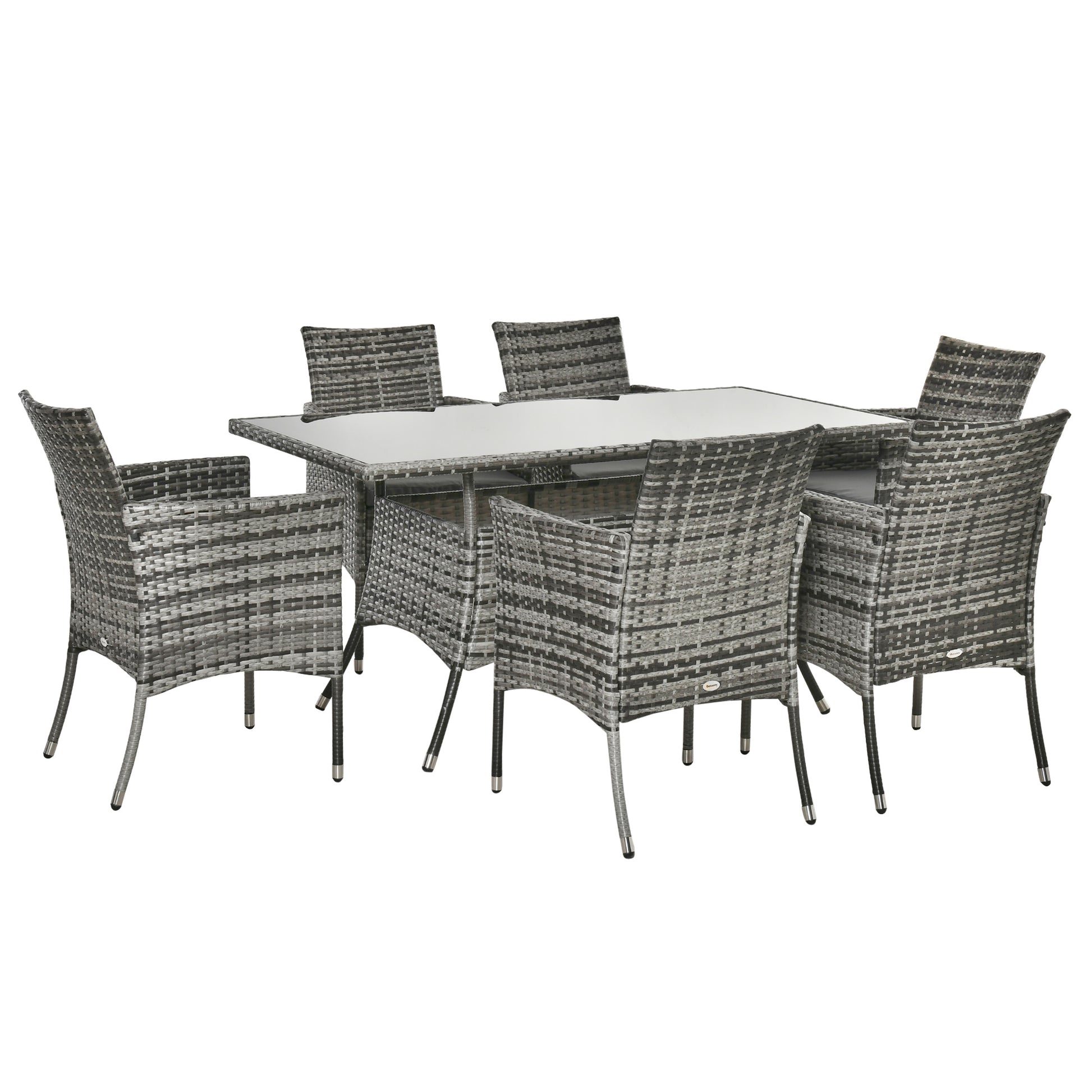 7-Piece Rattan Garden Furniture Set with Cushions