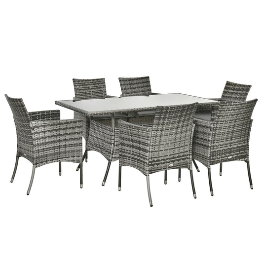 7-Piece Rattan Garden Furniture Set with Cushions