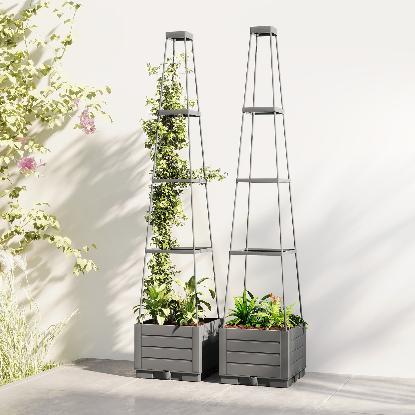2 Pack Raised Garden Bed with Trellis