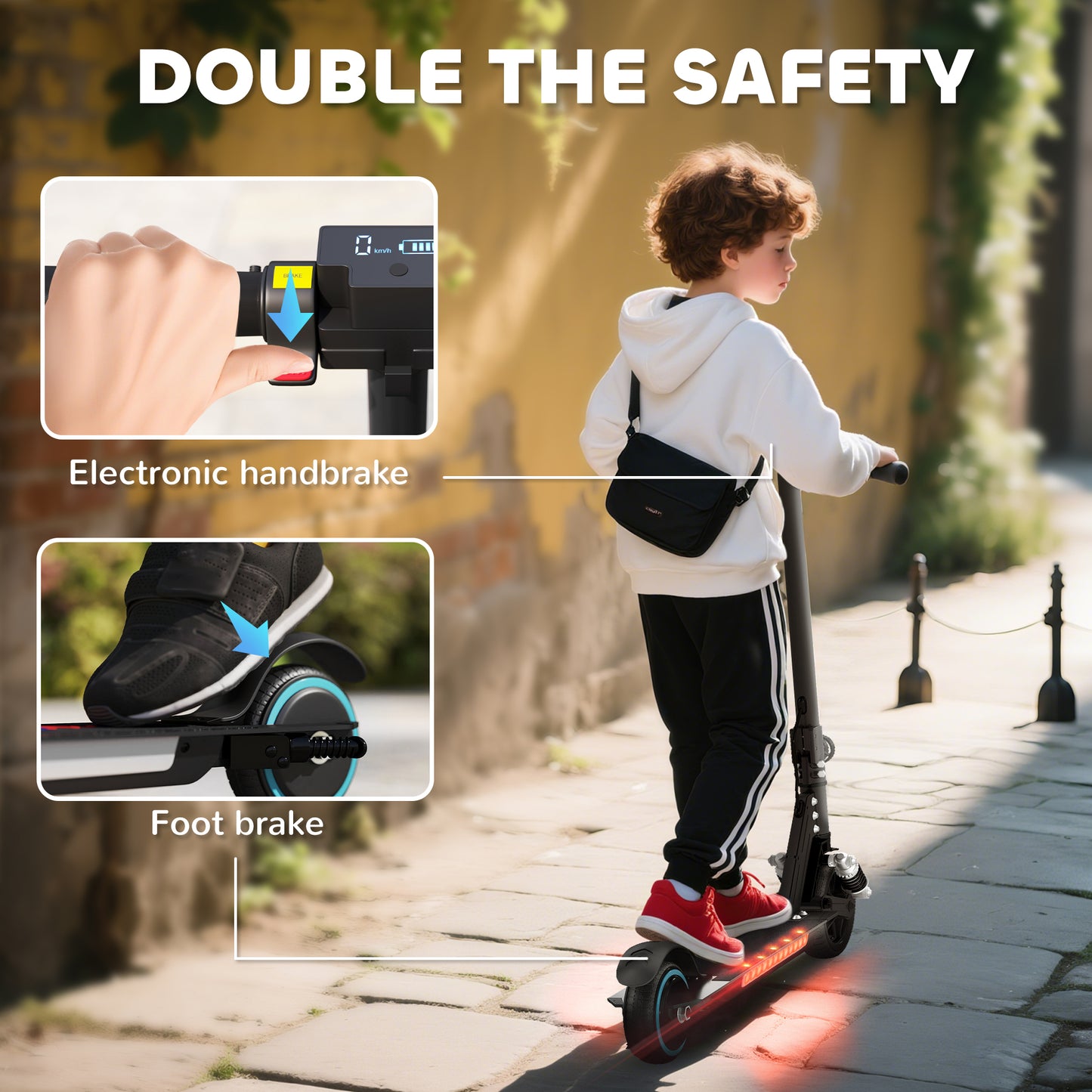Folding Electric Scooter for Kids, with Dual Brakes
