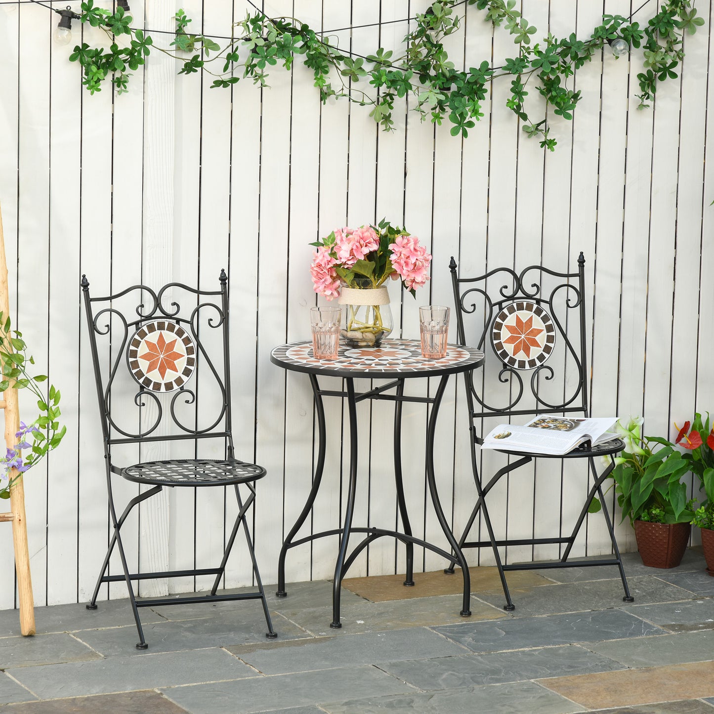 Three-Piece Mosaic Bistro Table Set