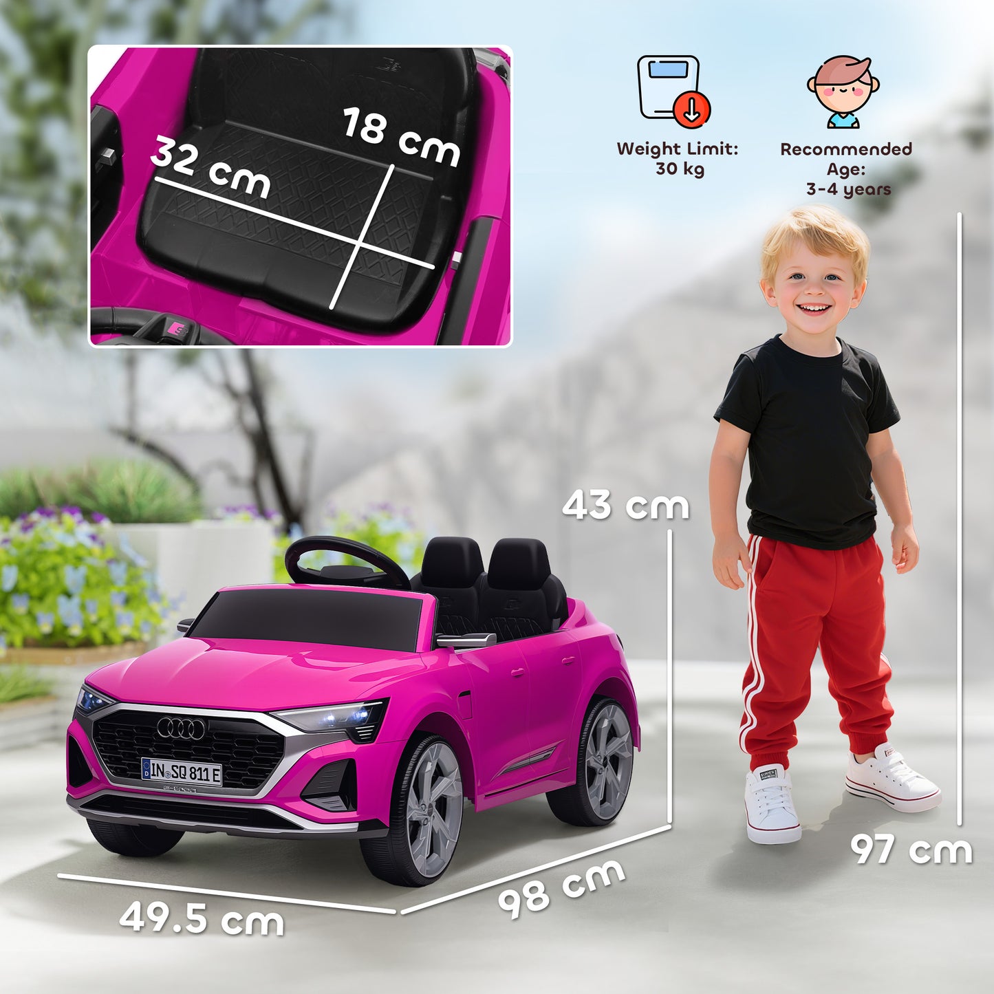 Audi Q8 e-tron Sportback Licensed 12V Ride on Car w/ Remote