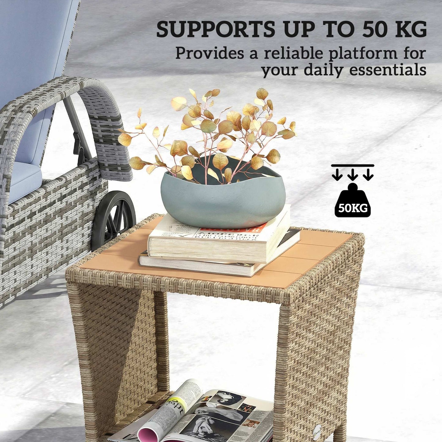 Side Table 2-Tier Outdoor Coffee Table