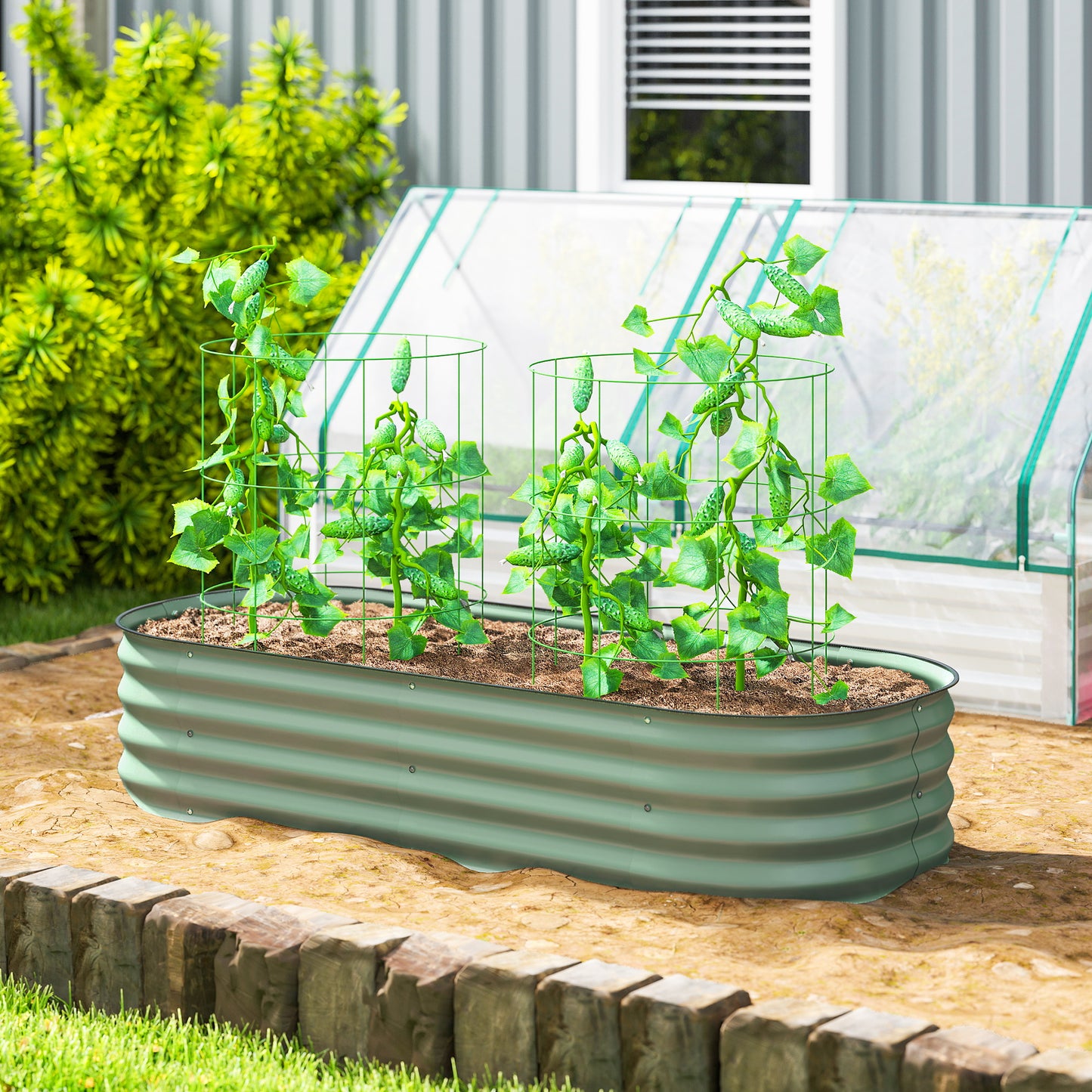 Galvanised Raised Garden Bed, Metal Planter Box with Safety Edging (4)
