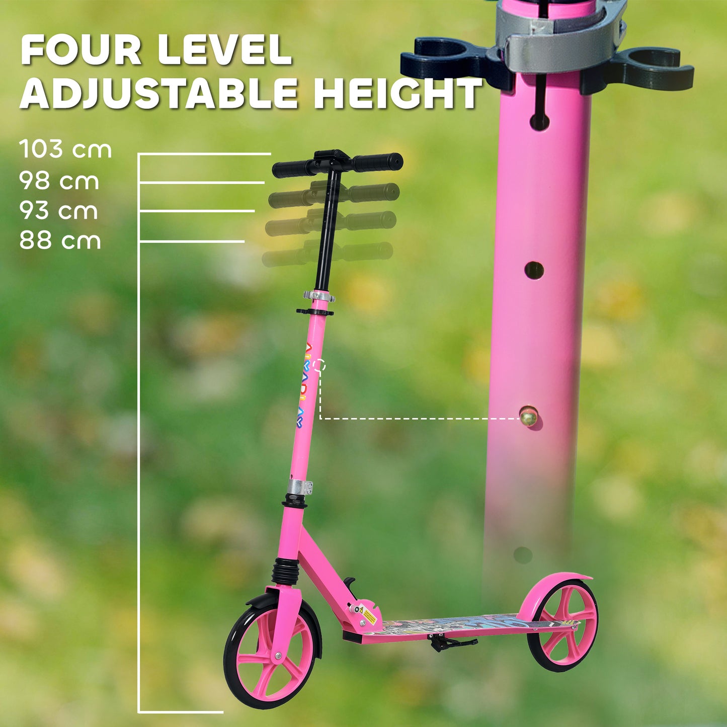 Foldable Kids Scooter with Adjustable Handlebar, 200mm Big Wheel