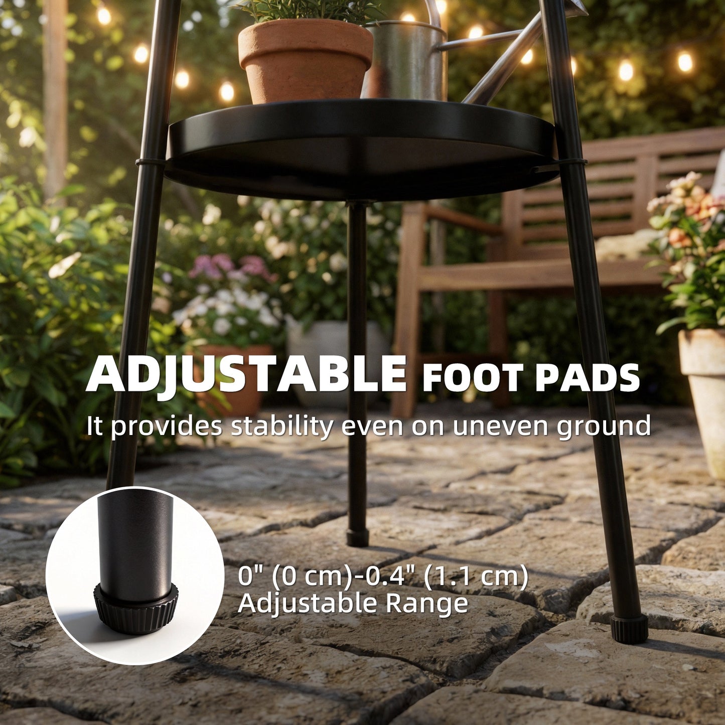 Patio Side Table, 2-Tier Round Coffee End Table