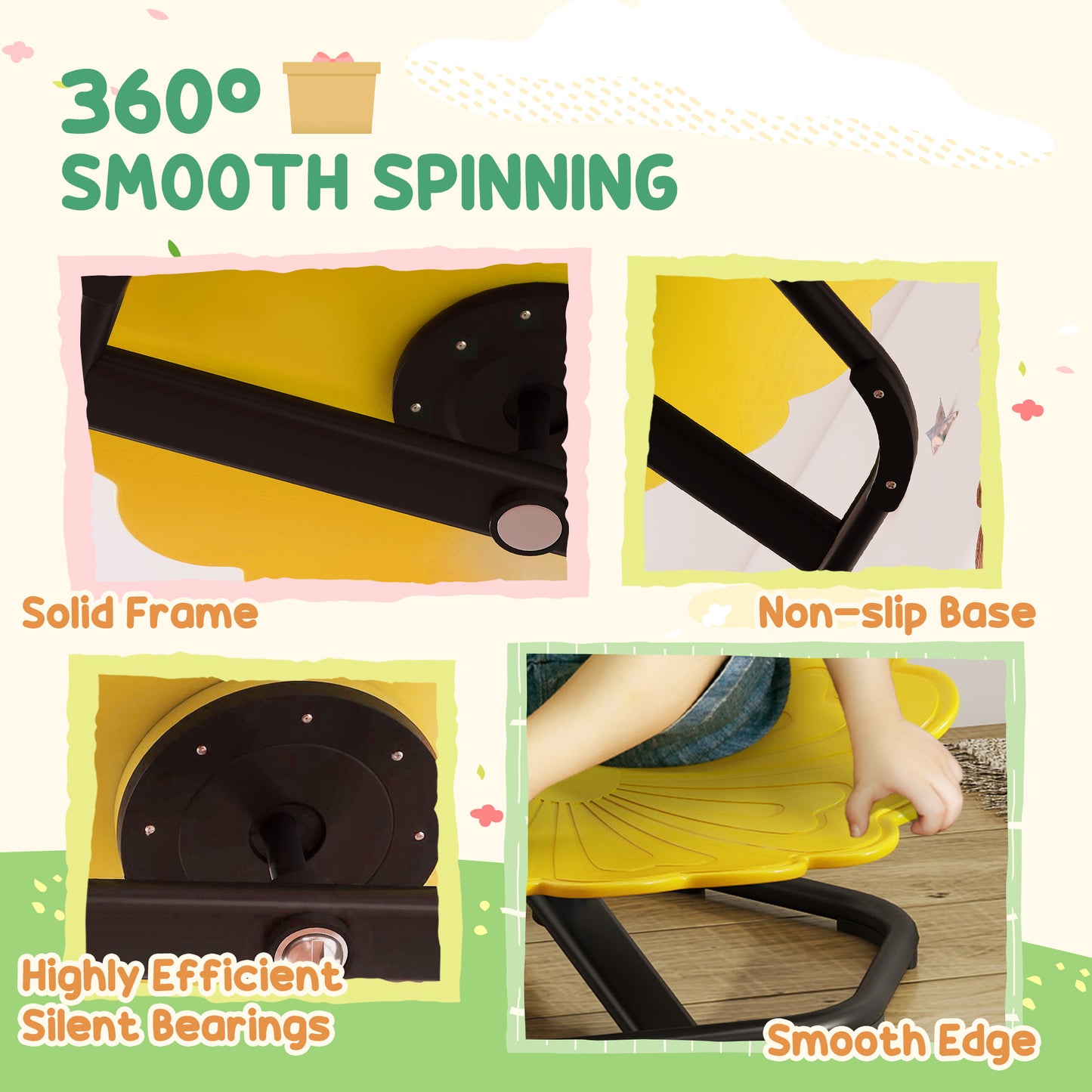 Flower-Shaped Sensory Spinning Chair with Non-Slip Base