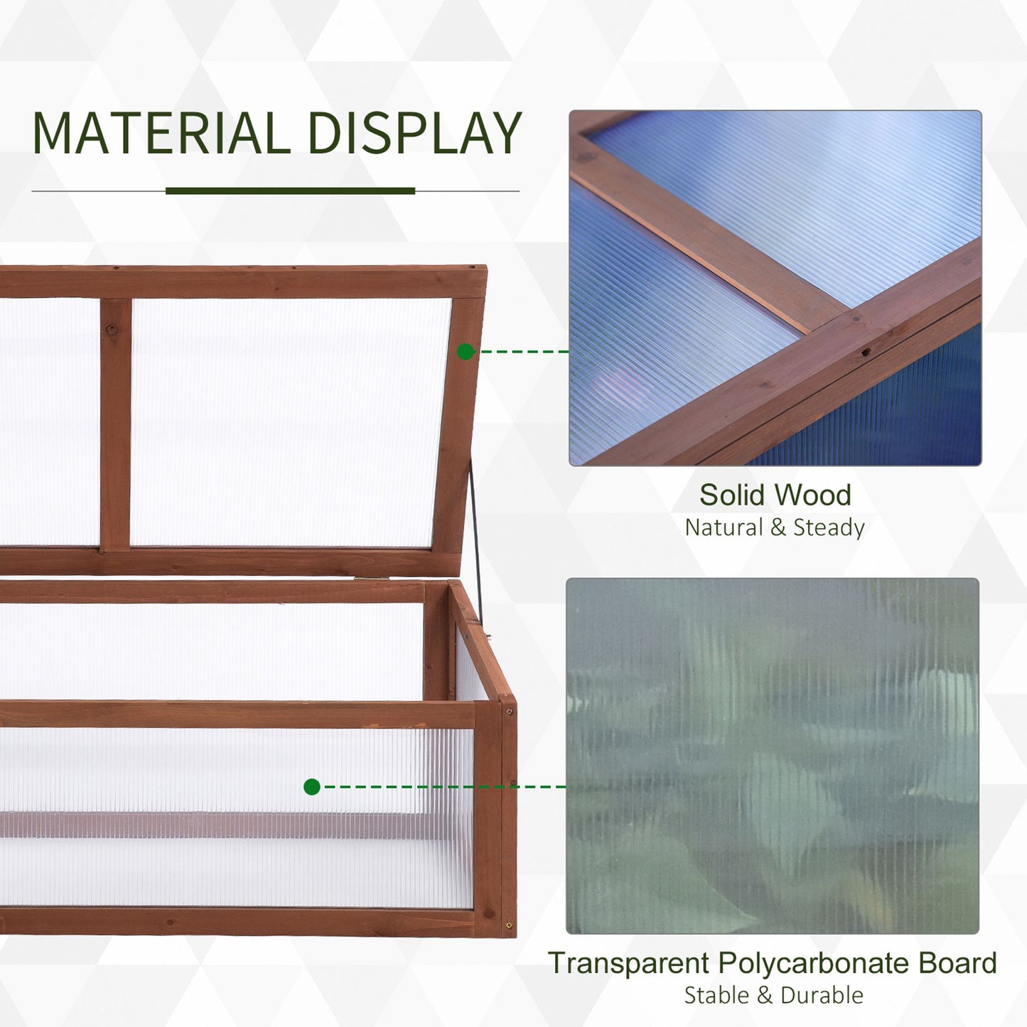 Wooden Cold Frame, Small Polycarbonate Greenhouse for Plants