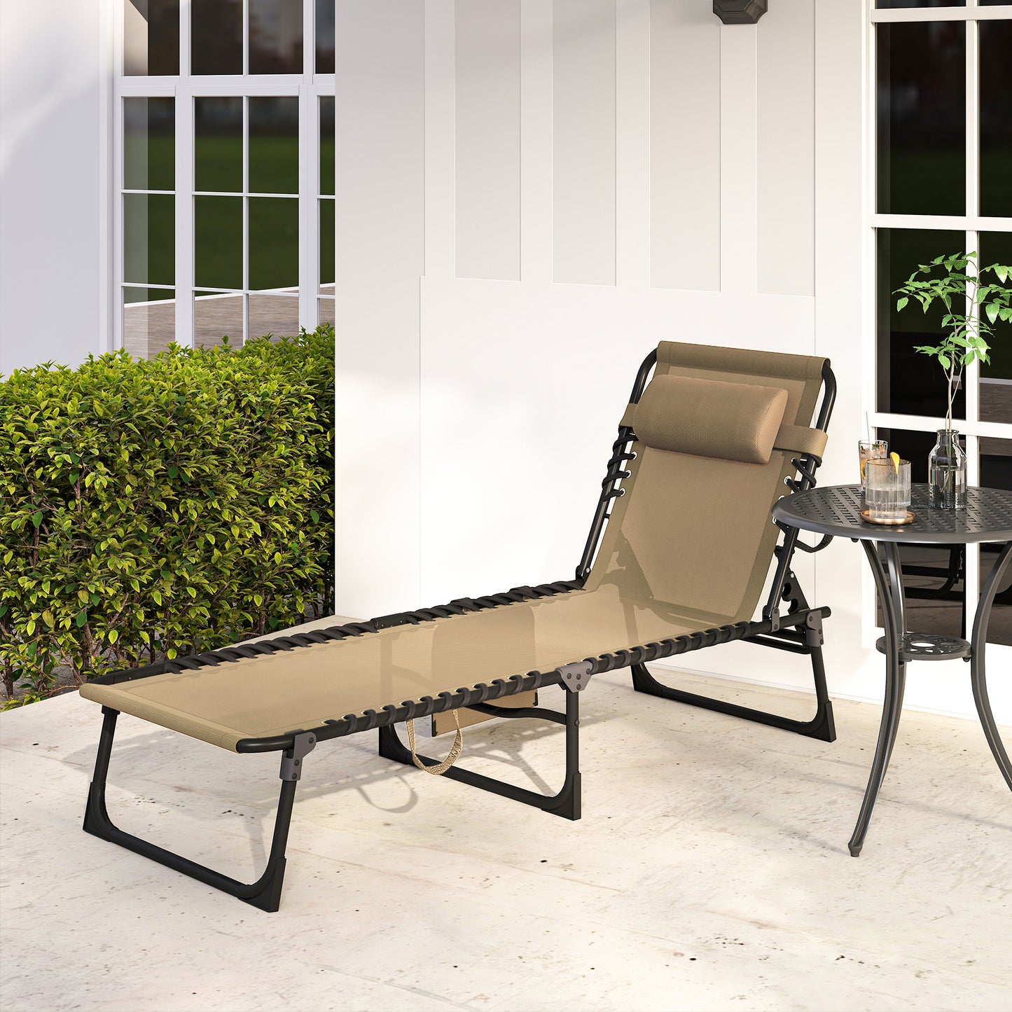 Portable Sun Lounger, Folding Camping Bed Cot