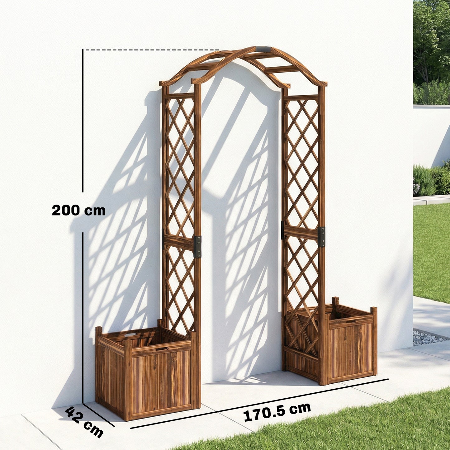 Wooden Garden Arch with 2 Planter Boxes
