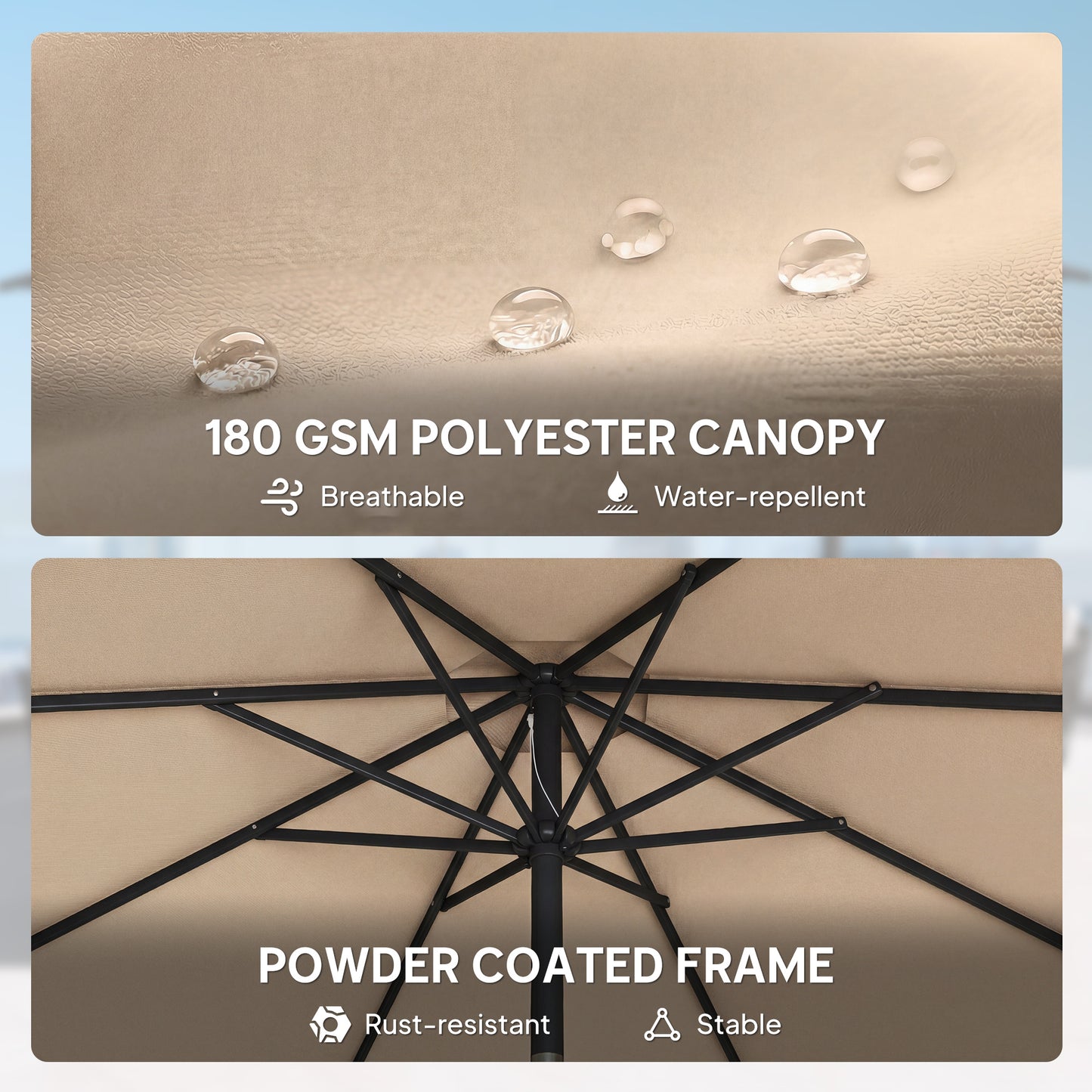 2.7 m Garden Parasol Umbrella with Cross Base and Sandbag