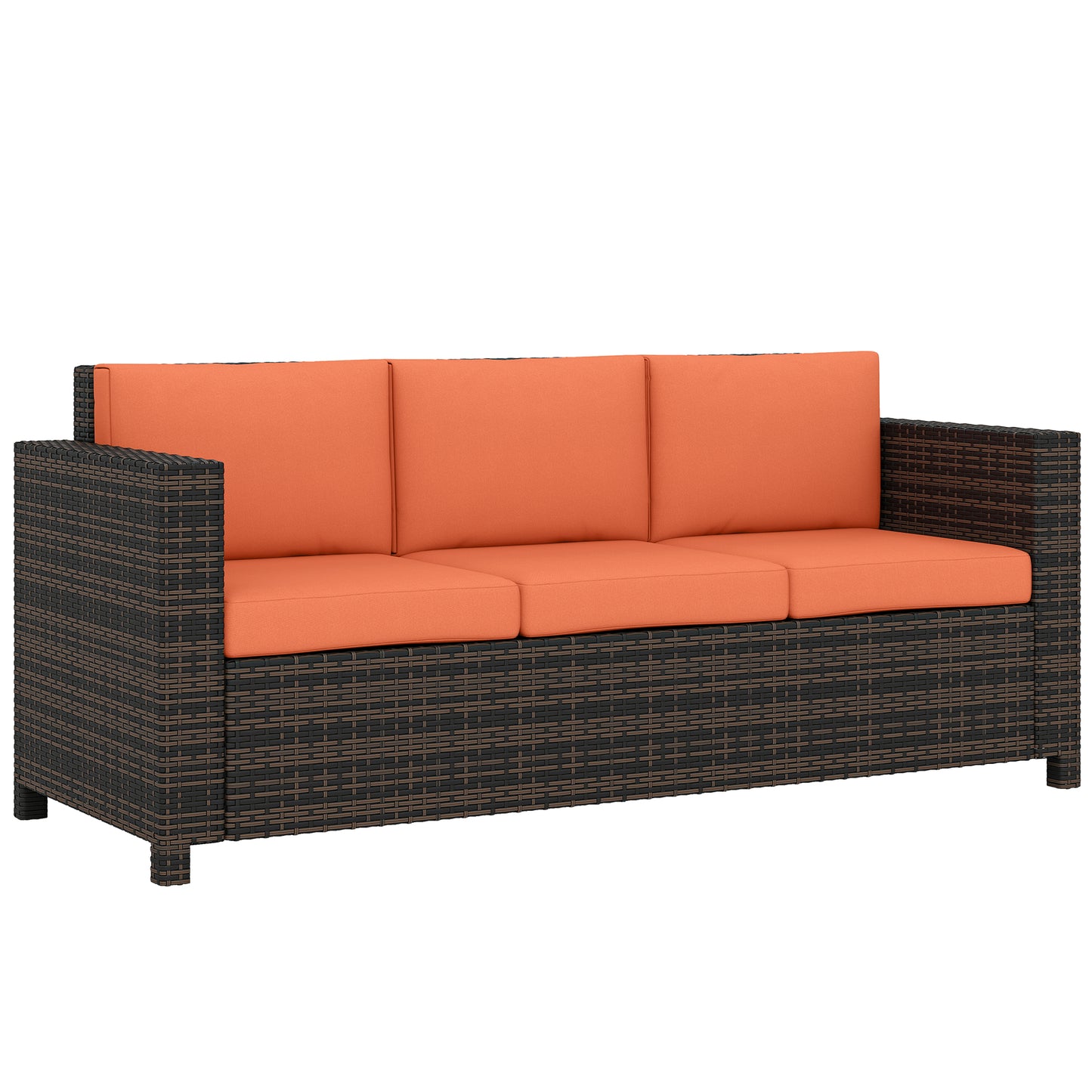 3 Seater Rattan Sofa All-Weather Wicker Weave Metal Frame Chair (1)