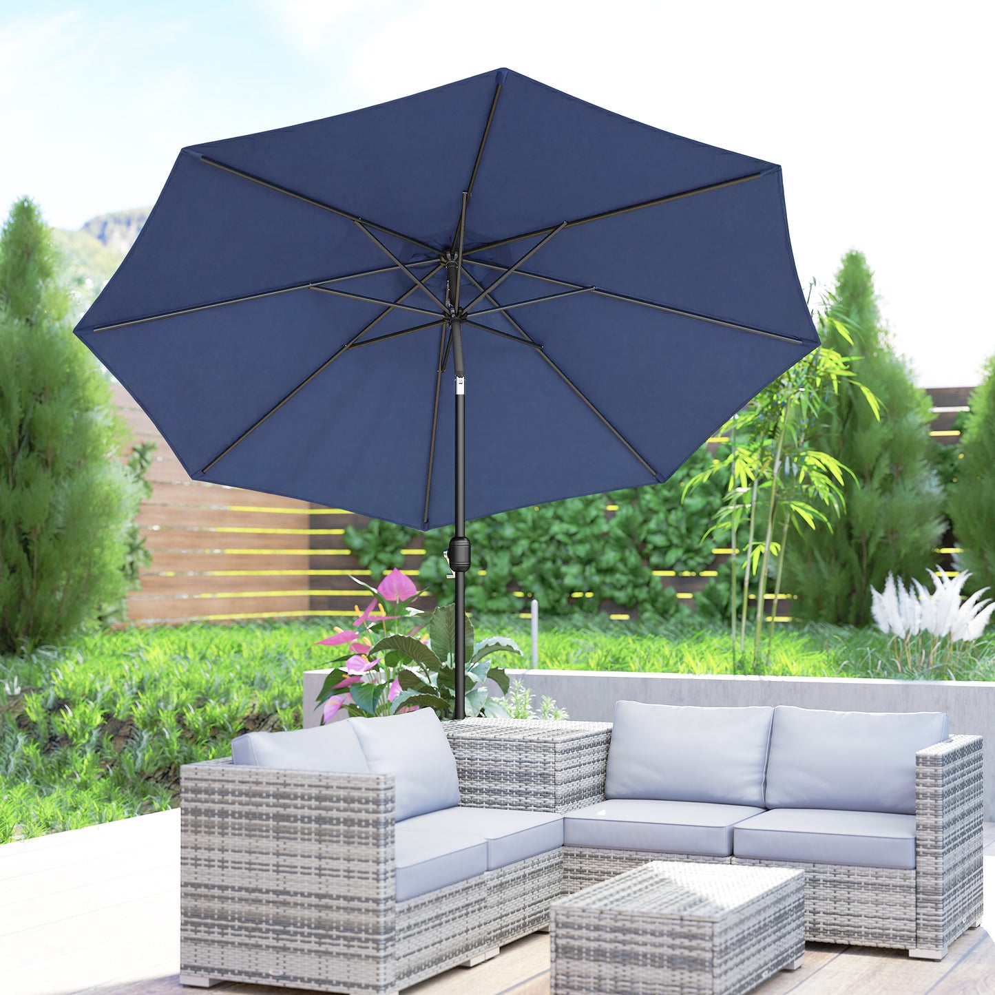 3 m Garden Parasol Umbrellas, Outdoor Sun Shade with 8 Ribs (1)