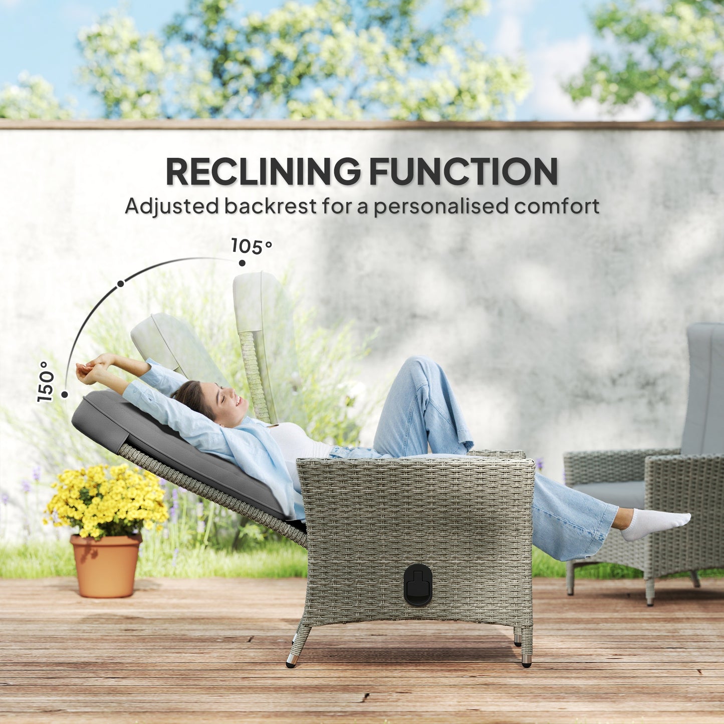 105°-150° Reclining Rattan Chair