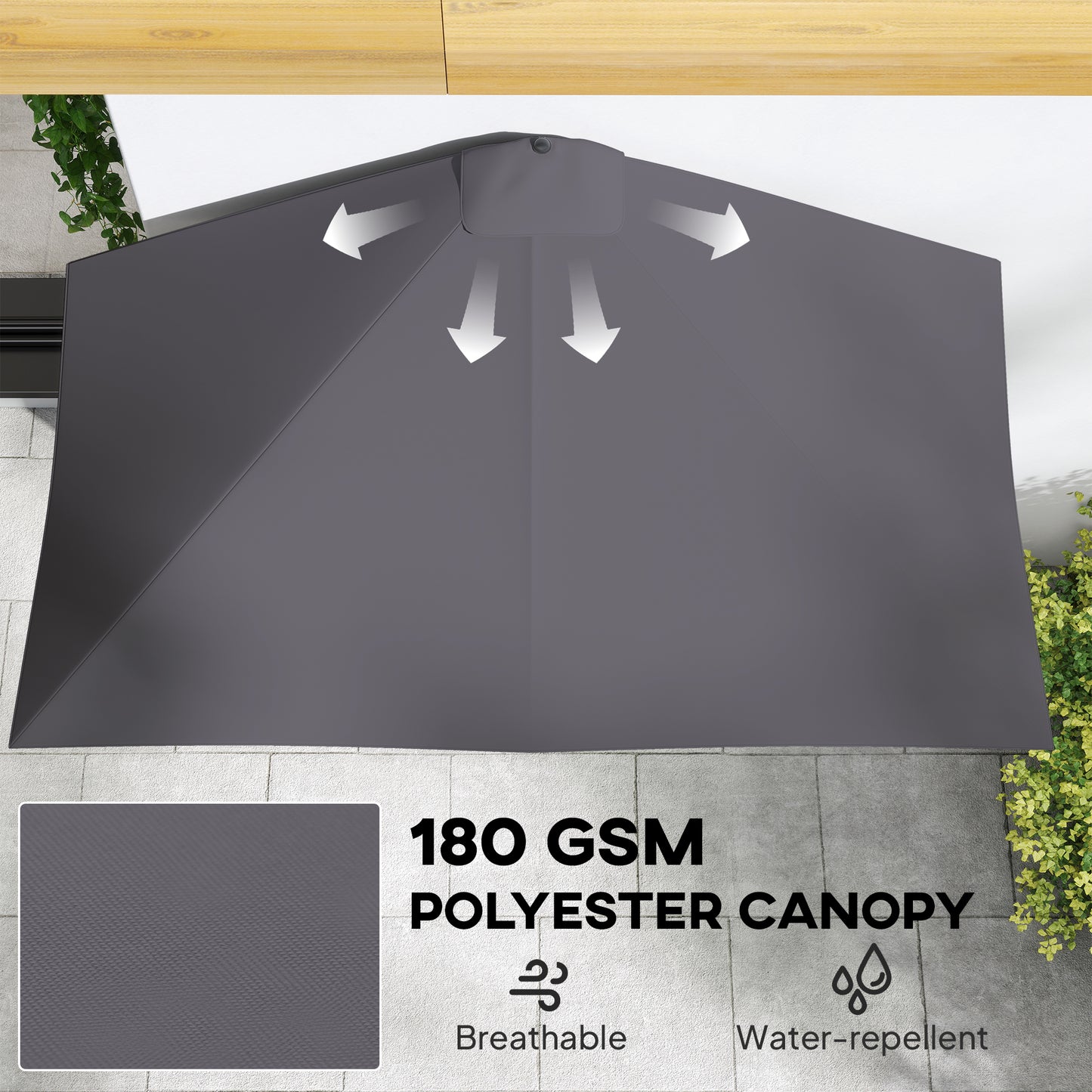 Balcony Half Parasol Semi Round Umbrella Patio Crank Handle (2.3 m (1)