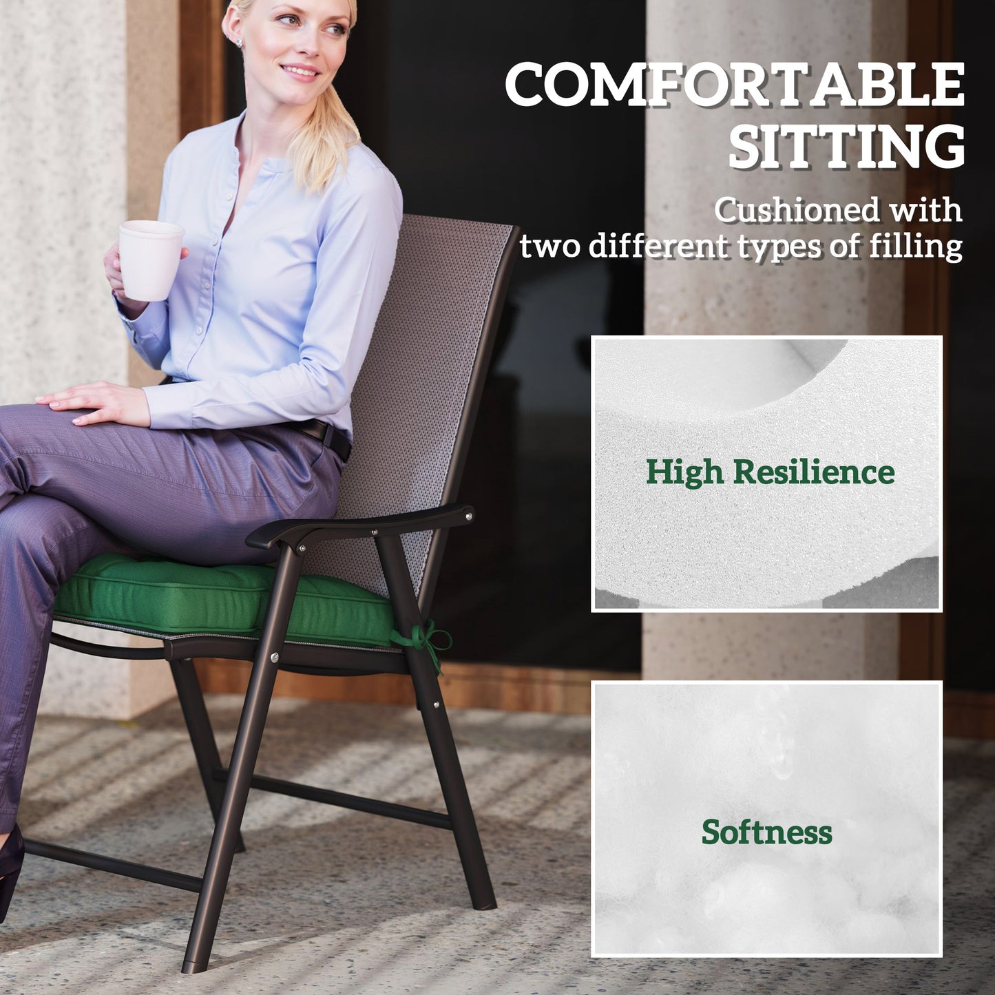 Set of 4 42 x 42cm Outdoor Seat Cushions