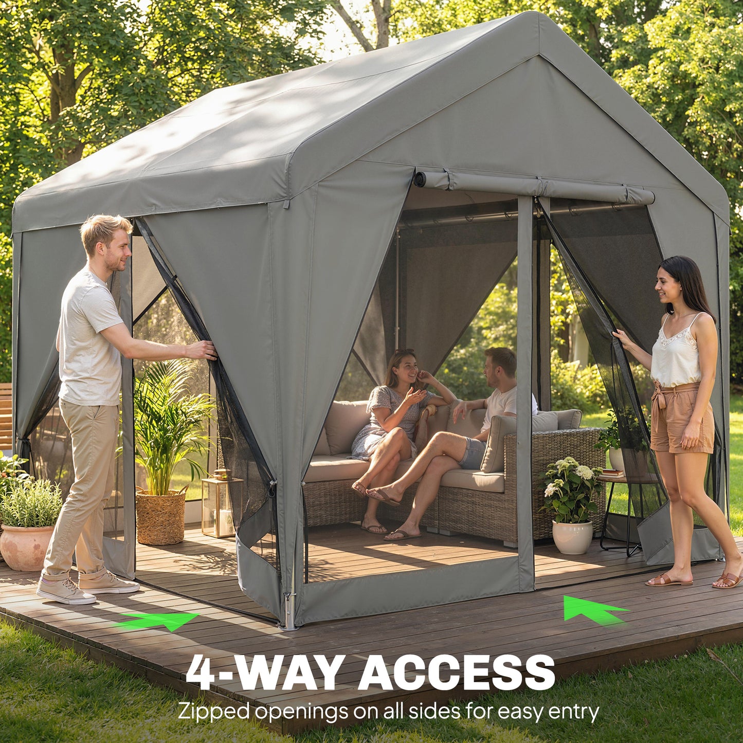 3 x 3 m Patio Gazebo with Netting & Curtains