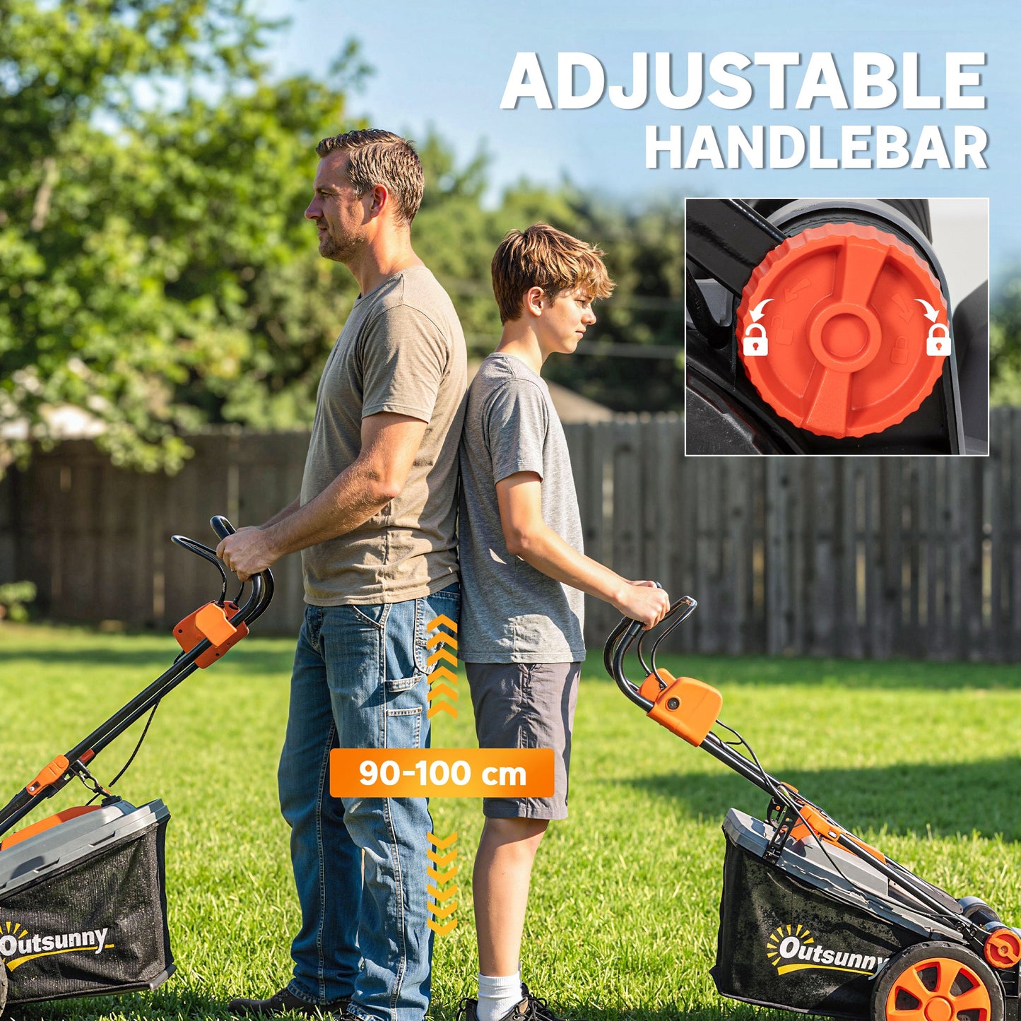 1800W Electric Lawnmower with 40cm Cutting Width, Mulching Feature