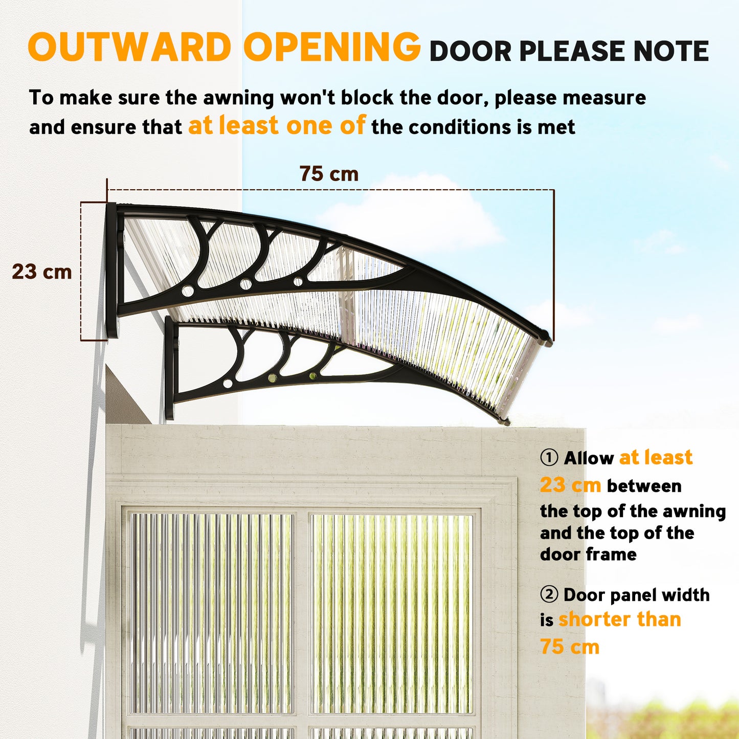 Front Door Canopy Outdoor Awning Aluminium Rigid Plastic