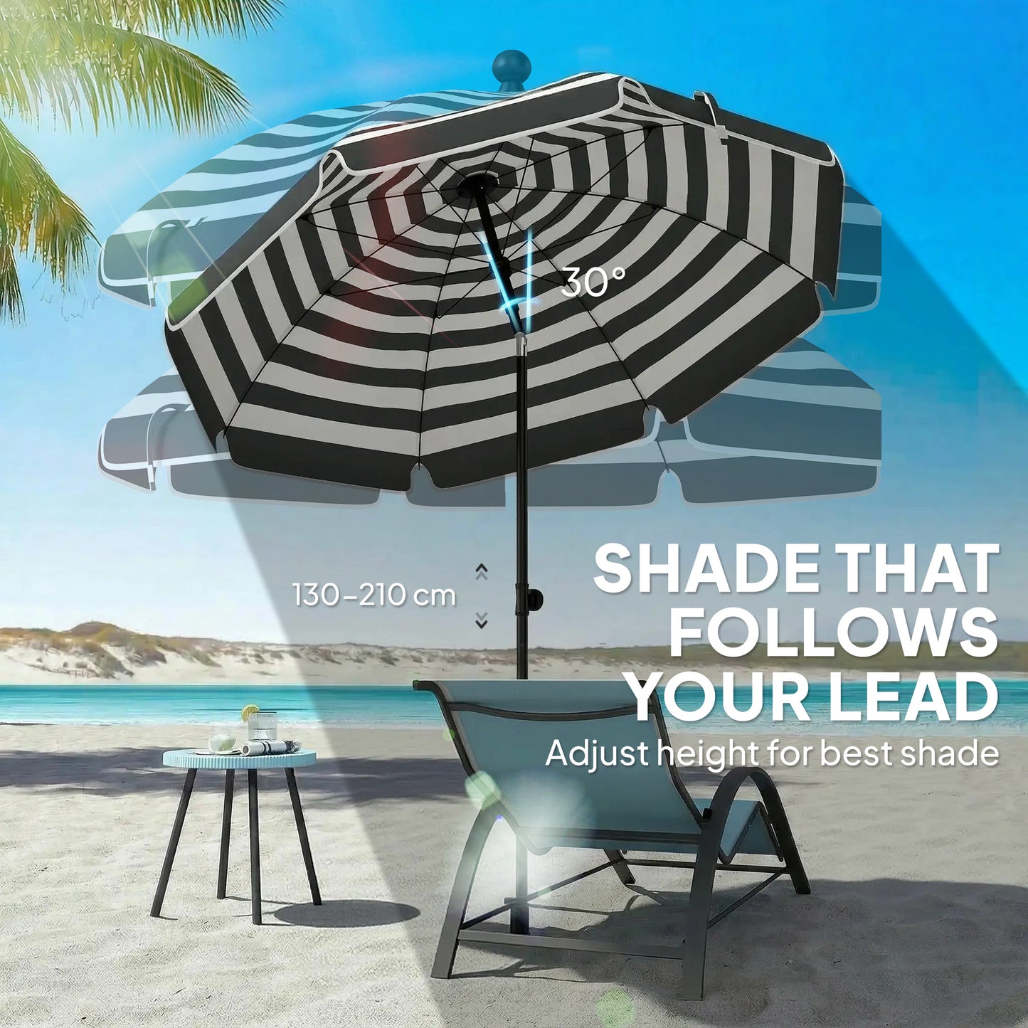 1.8 m Beach Umbrella Parasol with Sand Anchor (2)