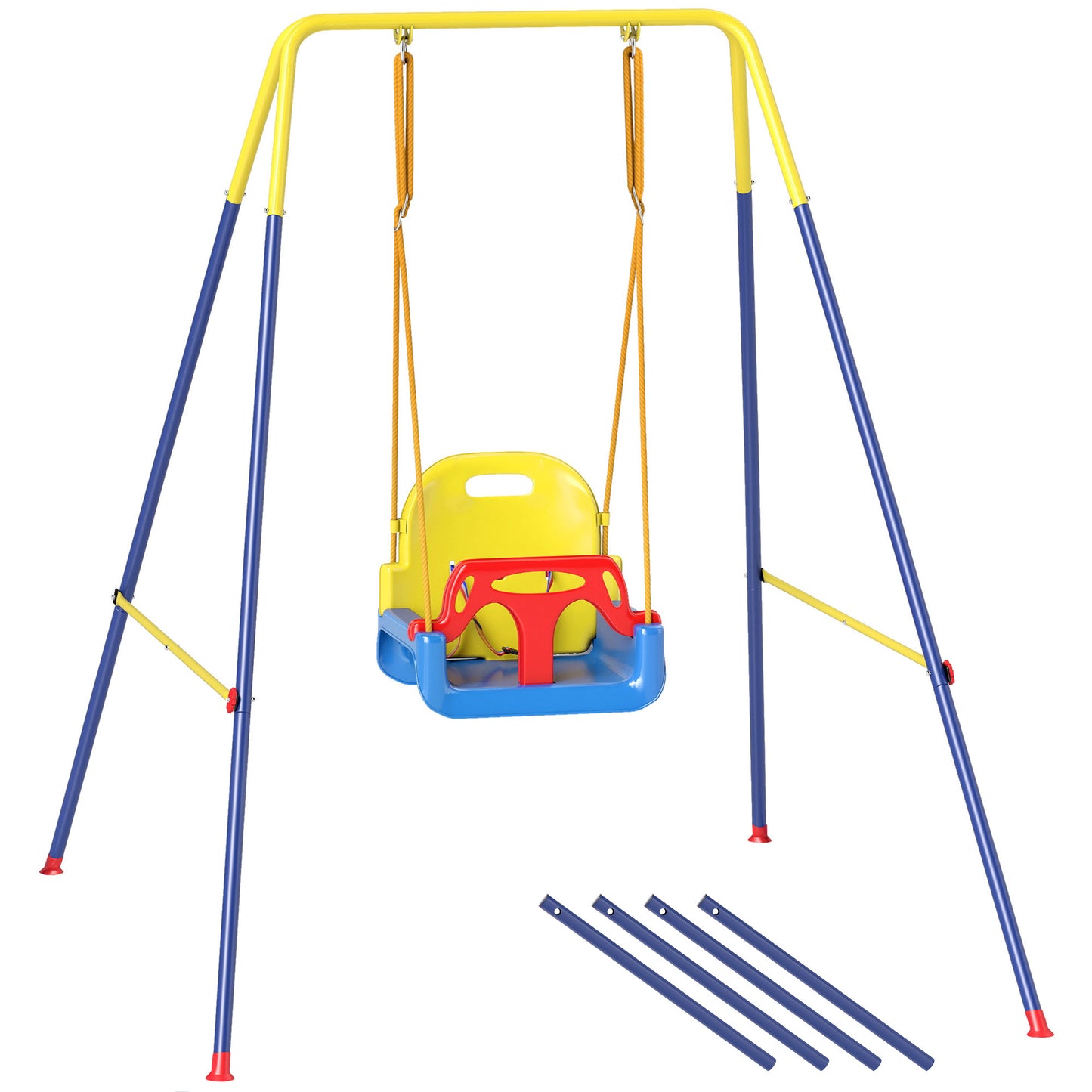 3 in 1 Toddler Swing Set, Folding Child Swing Set with Seat Belt