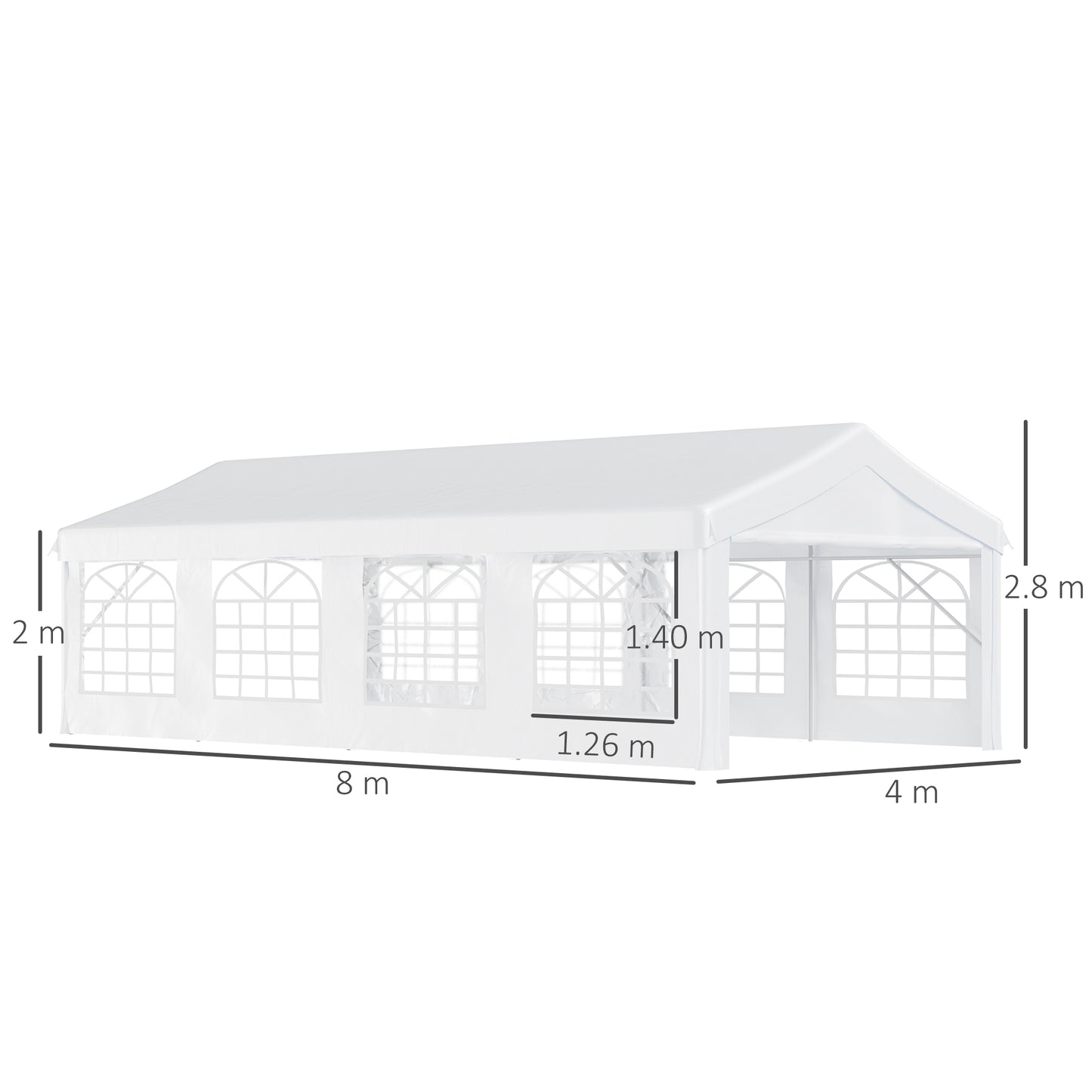 8m x 4m Garden Gazebo Marquee Wedding Shelter Level 4 Wind Protection