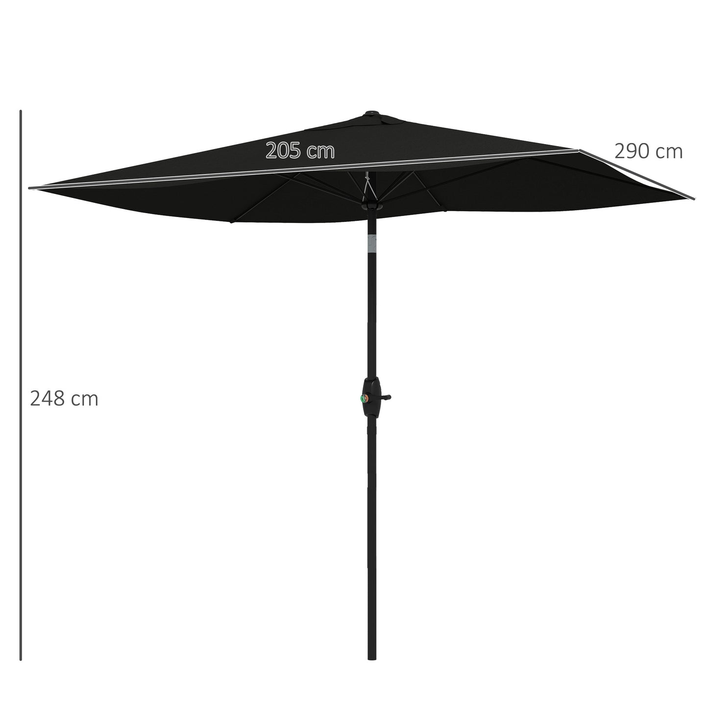 3 x 2 m Garden Parasol Umbrella with Aluminium Pole