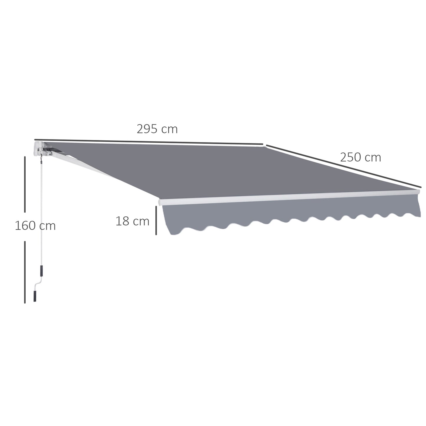 3 x 2.5m Manual Awning Canopy Sun Shade Shelter Retractable for Garden