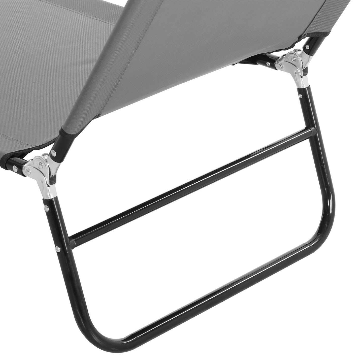 2 Piece Foldable Sun Loungers with 5-Position Adjustable Backrest