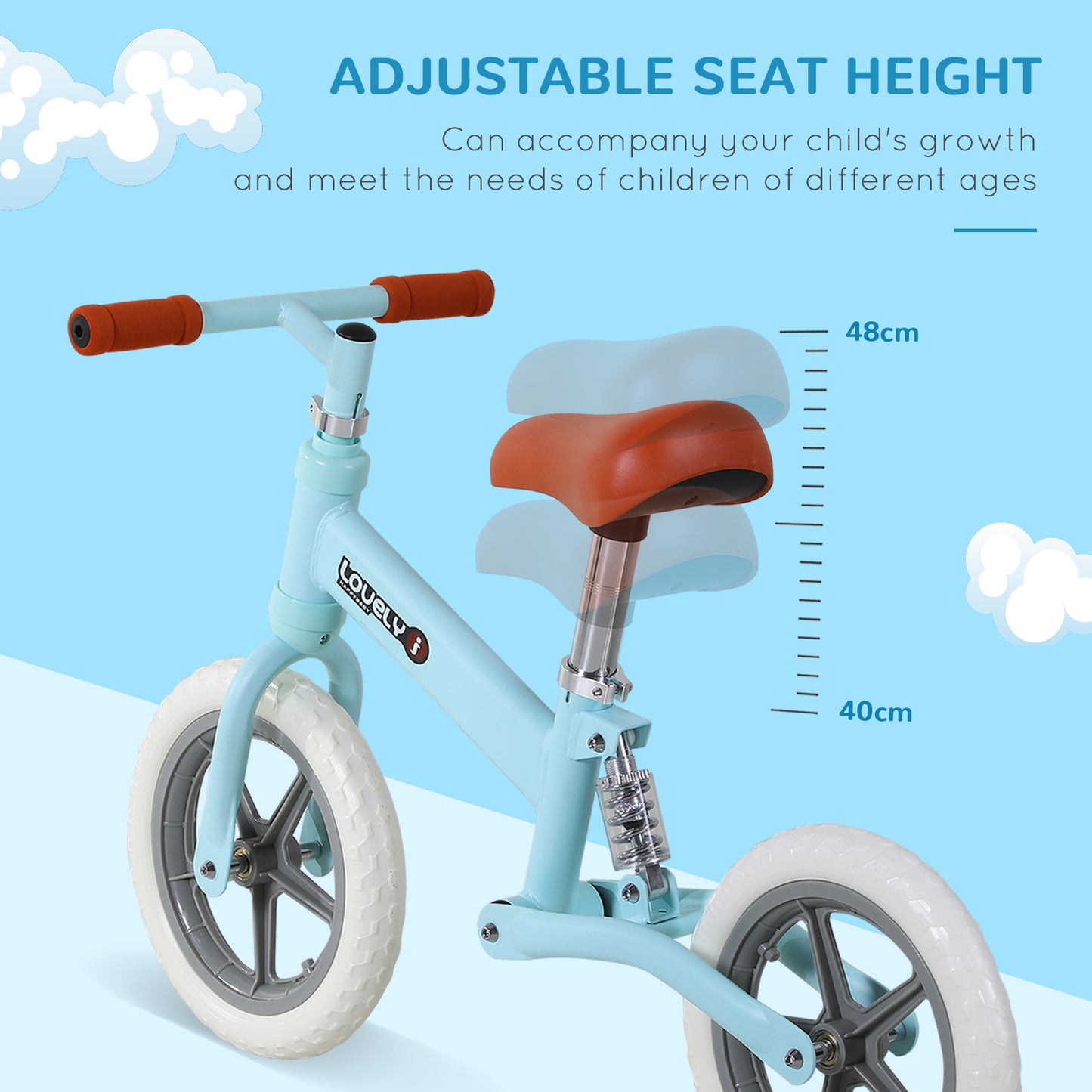 12" Kids Balance Bike No Pedal Bicycle EVA Tyre Adjustable Seat