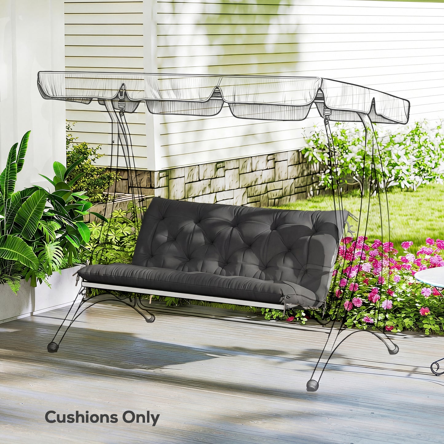 Garden Bench Cushion, 2 Seater Swing Chair Cushion