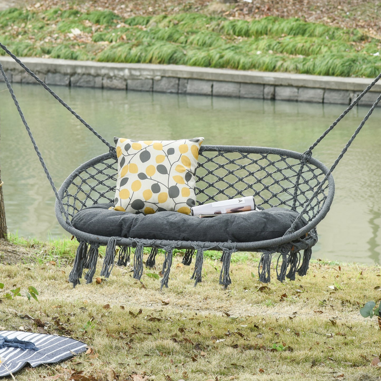 Two-Seater Boho Macrame Hammock Swing