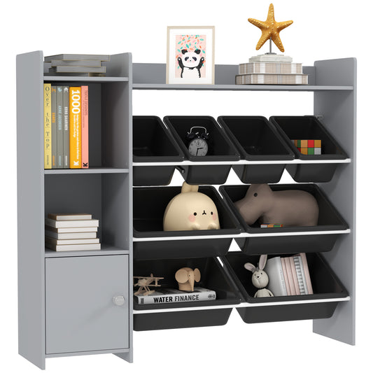 Toy Storage Unit with 8 Removable Bins, Storage Shelves, Cabinet