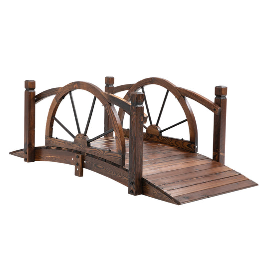 1.5M Wooden Garden Bridge Decorative Arc Footbridge