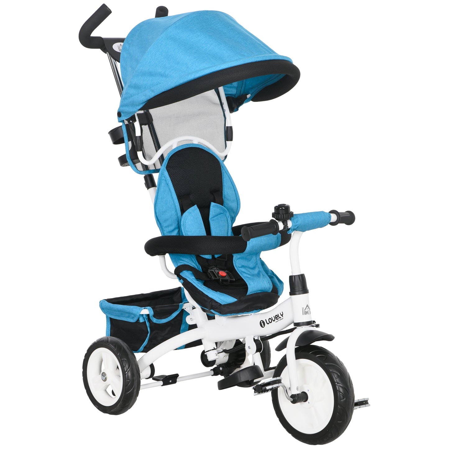 6 in 1 Kids Trike Push Bike w/ Push Handle, Canopy