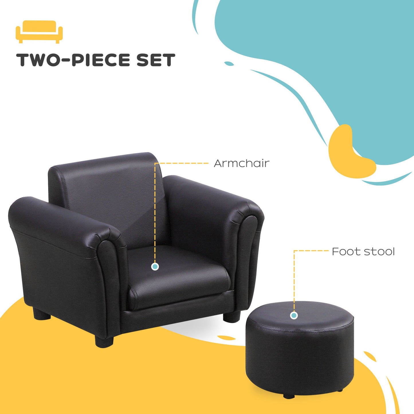 Toddler Chair Single Seater Kids Sofa Set, 54 x 42 x 41cm