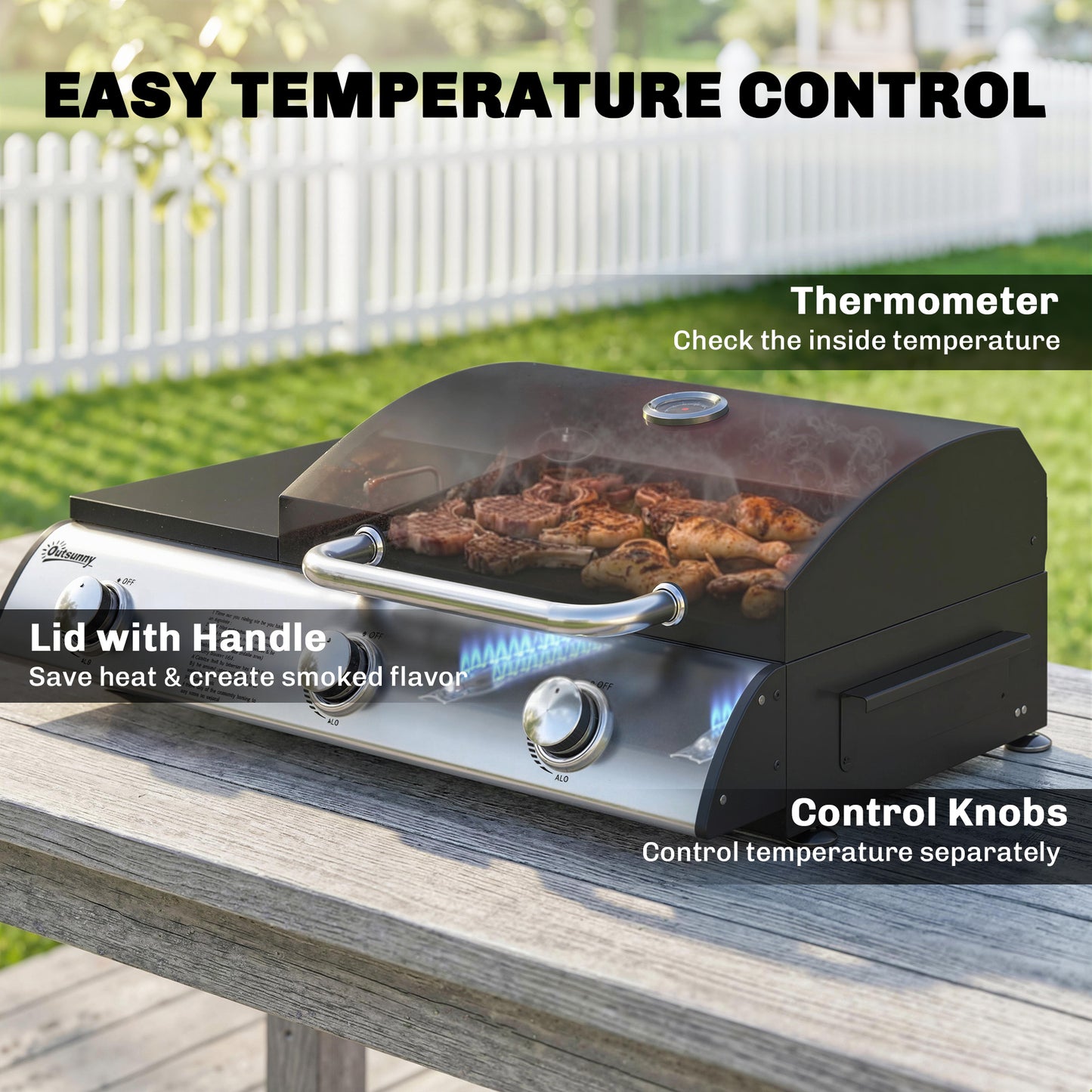 3 Burner Portable Gas Plancha BBQ Grill