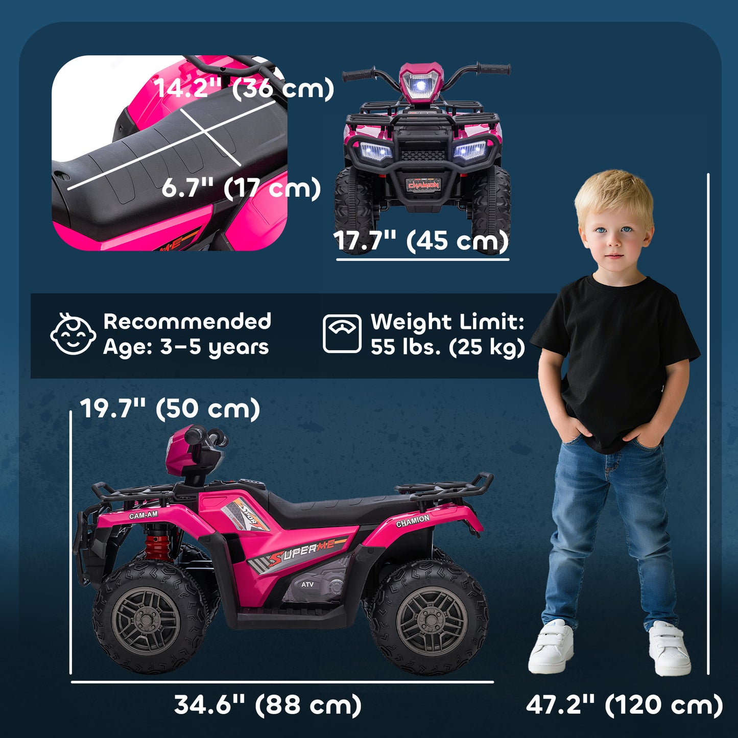 12V Kids Quad Bike with Forward, Reverse Functions