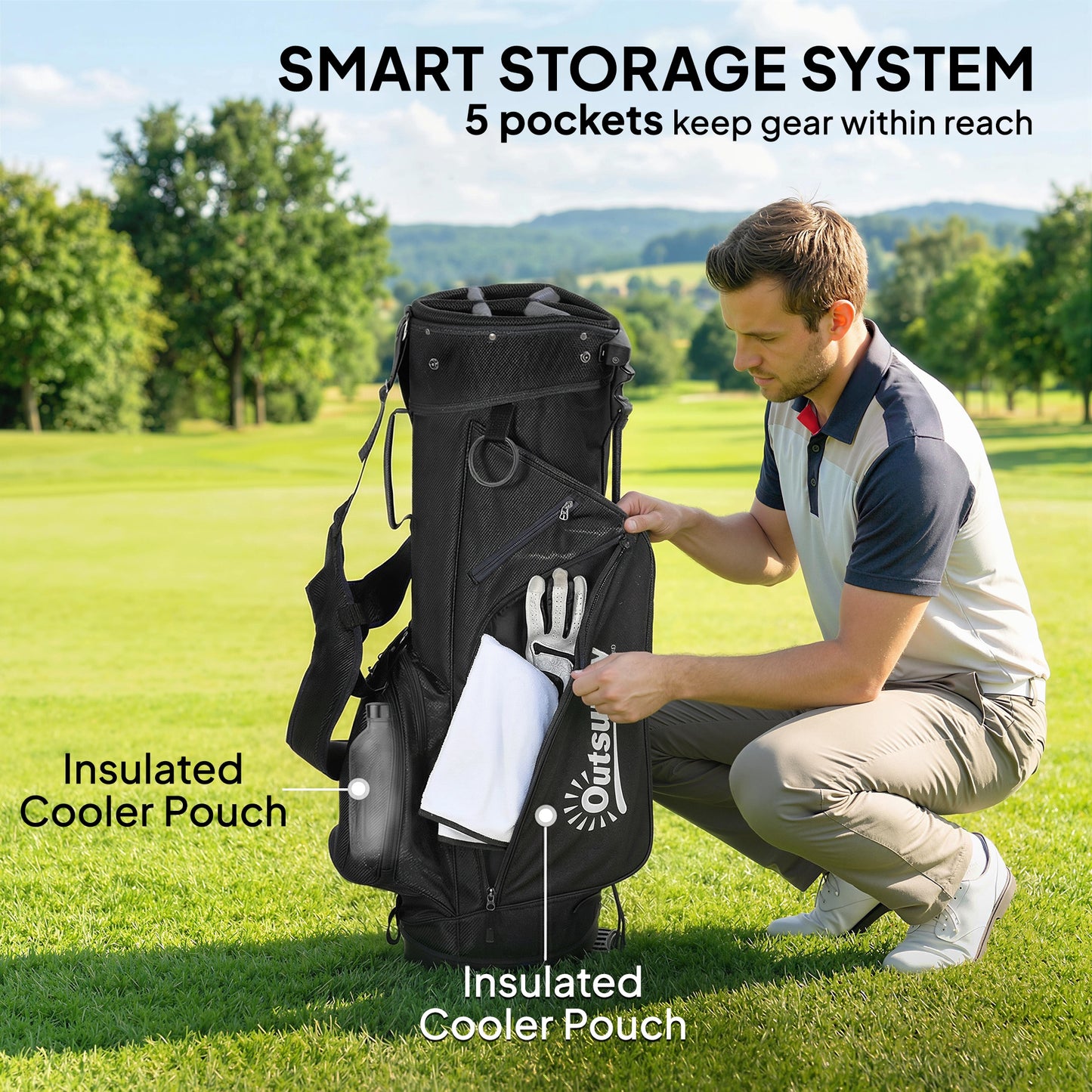Golf Stand Bag 6 Way Full-Length Dividers