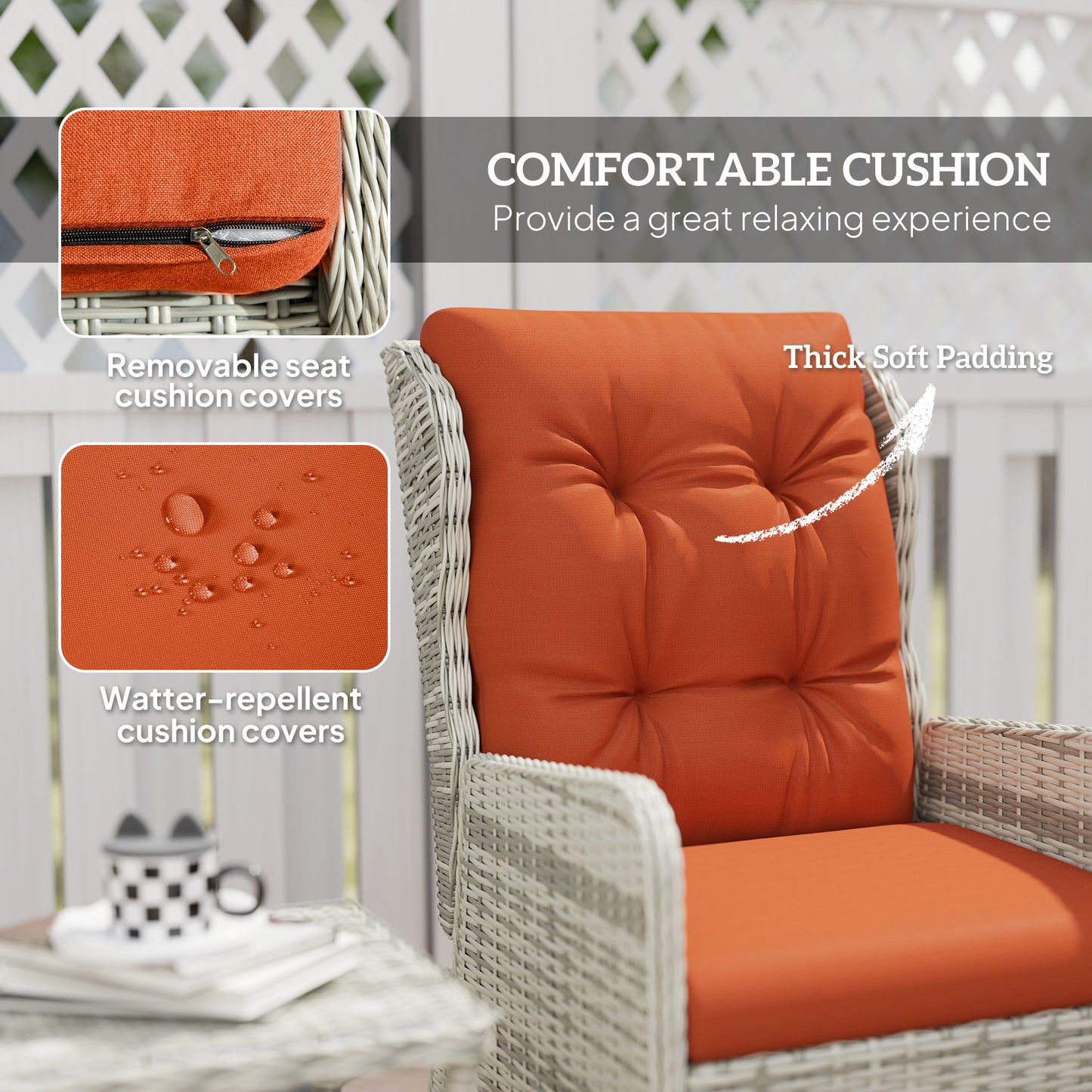 5 Pieces Rattan Bistro Set with Adjustable Back