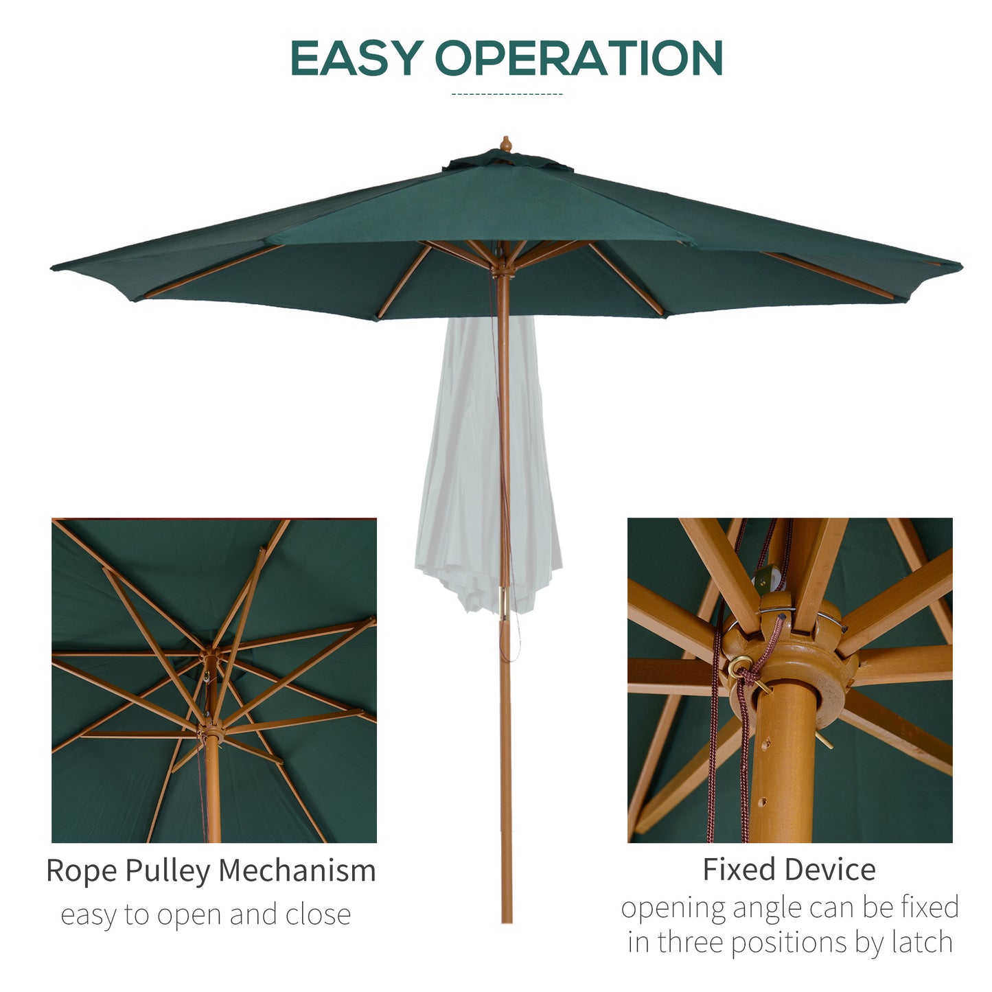 3(m) Wooden Patio Umbrella