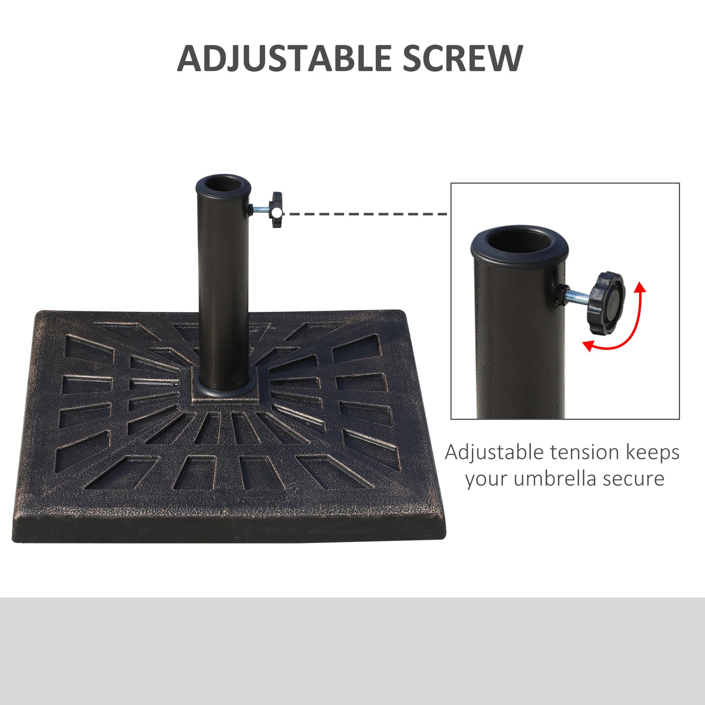 15kg Resin Durable Patterned Colophony Garden Patio Square Umbrella