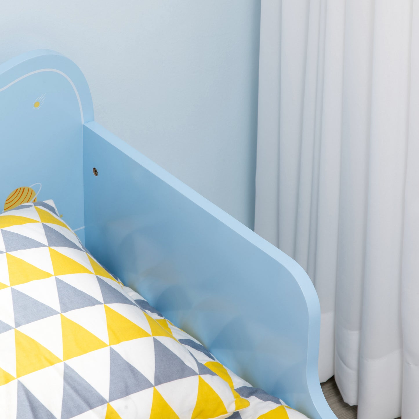 Space Themed Toddler Bed, Kids Bedroom Furniture, with Safety Rails
