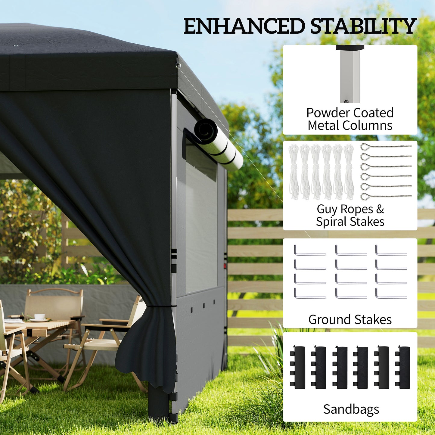 3 x 6 m Pop Up Canopy with UV50+ Protection Garden Gazebo