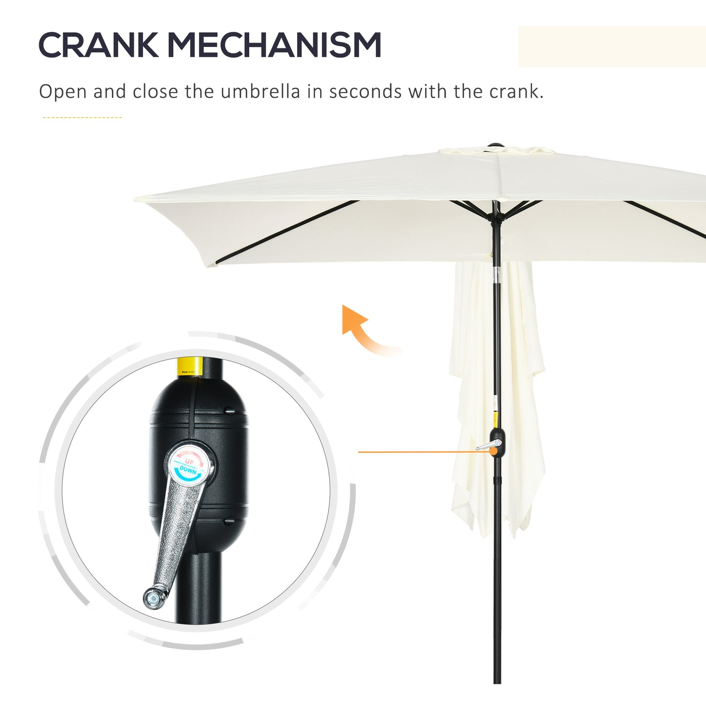 3x2m Garden Parasol Umbrella with Aluminium Pole, Tilt and Crank