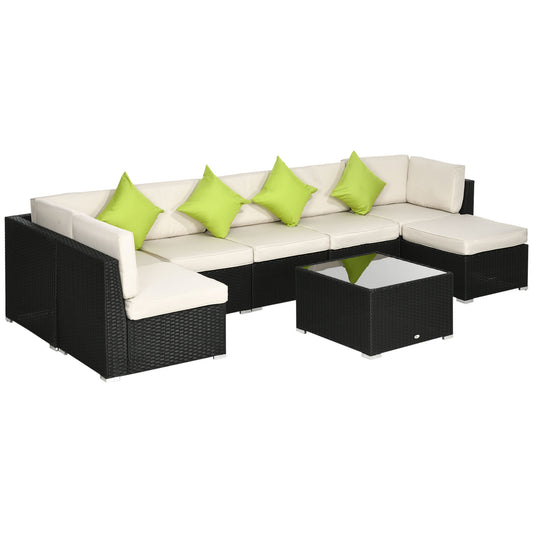 8 Pieces PE Rattan Corner Sofa Set, Outdoor Garden Furniture Set