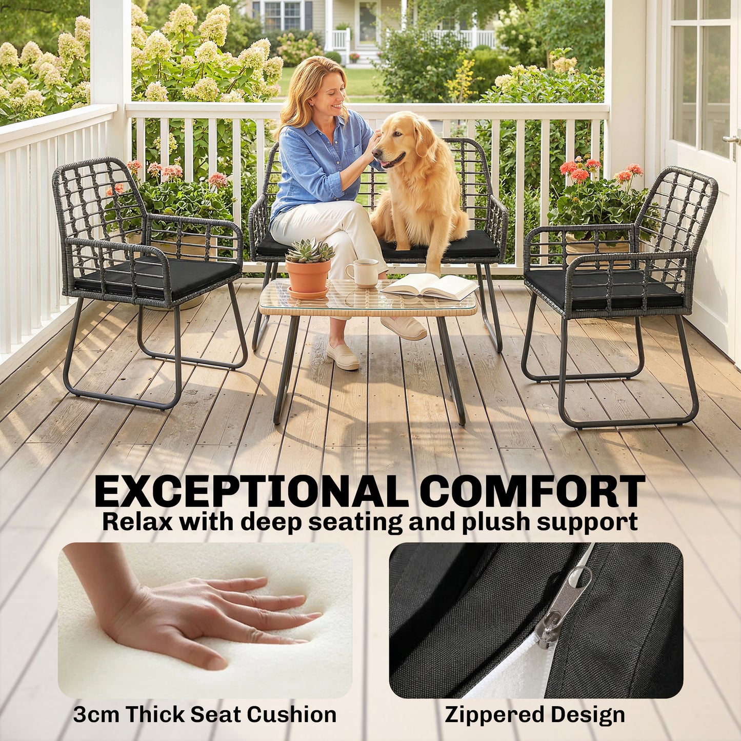4 Piece Rattan Garden Furniture Set (2)