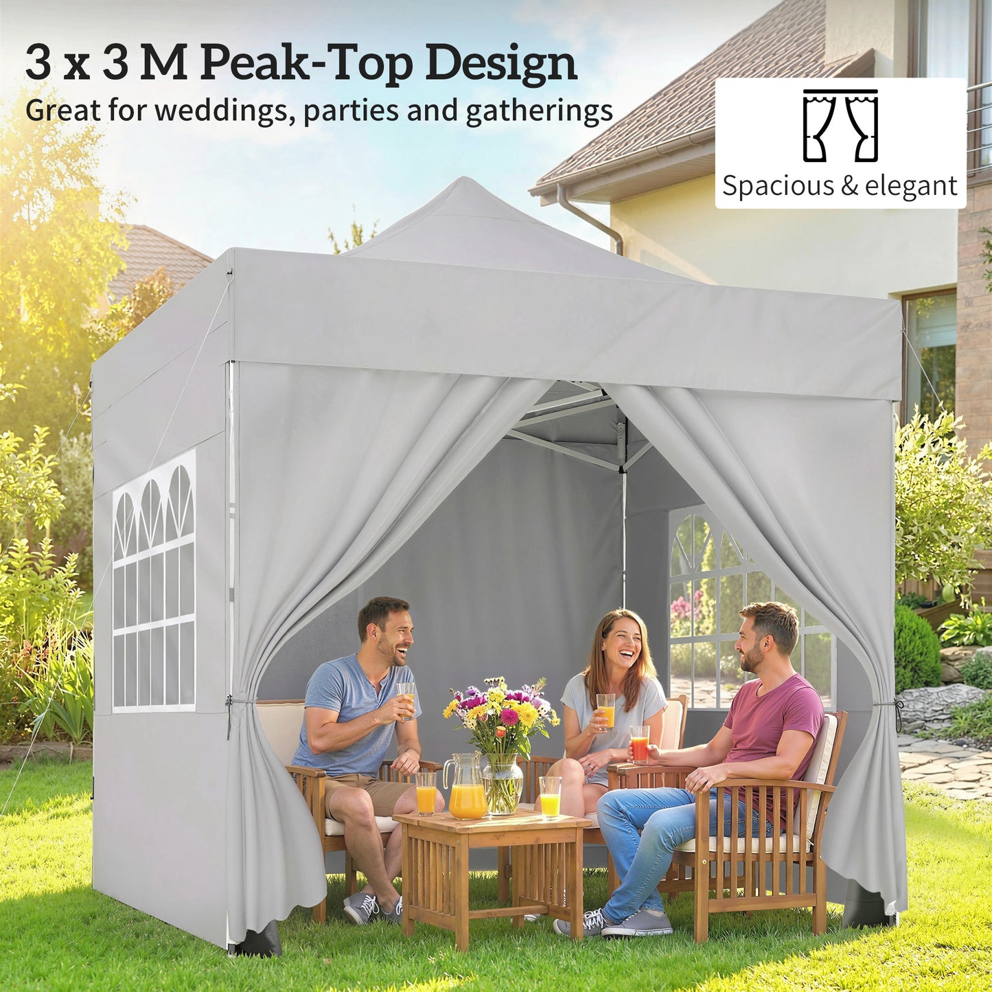 3 x 3 m Pop Up Gazebo with Sidewalls